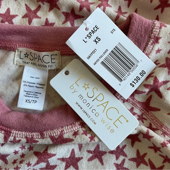 New! L*Space Hayes pullover cream and pink star print crewneck nwt 30776 - Picture 8 of 8